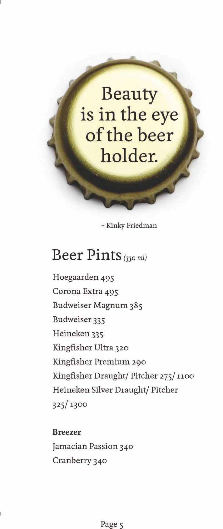 Drink Menu Page 5