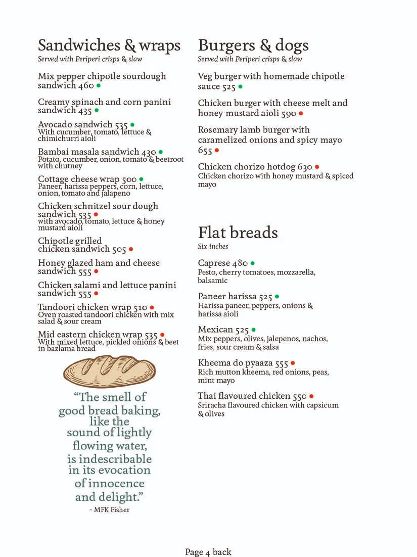 Food Menu Page 4 Back